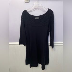 Jessica Howard Black 3/4 Sleeve Scoop Neck Sweater Dress